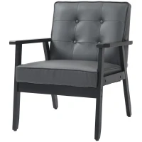 HOMCOM Retro-Style Accent Chair, with Faux Leather Seat - Grey(m-11)