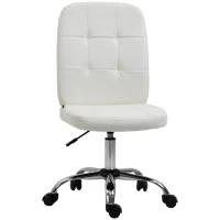 Vinsetto Armless Faux Leather Office Chair - White(m-12)