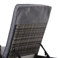 Outsunny Conjunto de 2 Tumbonas de Jardín con Cojines Acolchados Ratán con Mesa Auxiliar para Piscina o Terraza Carga 160kg 195x60x86 cm Acero Gris(m-9)