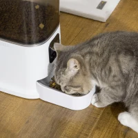 PawHut Distributeur 6L automatique de croquettes pour chien chat programmable avec Bol en Acier Inoxydable 4 repas - réservoir avec enregistrement vocal(m-9)