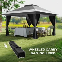Outsunny 3.6 x 3.6m Pop-Up Gazebo, with Accessories - Grey(m-7)