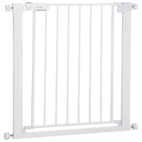 PawHut Adjustable Pet Safety Gate Dog Barrier Home Fence Room Divider Stair Guard Mounting White (76 H x 75-82W cm)(m-1)