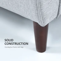 HOMCOM 2 Seater Sofa with Spring Cushion, Fabric Sofa with Wooden Legs, Modern Love Seat for Living Room, 140cm Width Tufted Couch for Bedroom, Light Grey(m-6)