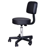 HOMCOM Rollhocker höhenverstellbar mit Rückenlehne Drehhocker 72-84 cm Arbeitshocker 360° drehbar Bürohocker für Büro Salon Massage Spa Schwarz(m-8)