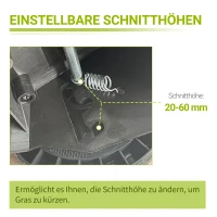 Durhand Akku-Rasenmäher mit 32 cm Schnittbreite 30-Liter-Grasfangkorb Höhenverstellung mit 2,5-Ah-Akku und Ladegerät 120 x 38 x 98 cm(m-5)