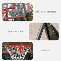 SPORTNOW 2.4-2.9m Adjustable Basketball Hoop and Stand with Weighted Base, Portable on Wheels, Red(m-8)