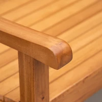 Outsunny Panchina da Giardino in Legno a 2 Posti con Schienale Decorato 123x61x89.5cm, Colore Naturale(m-8)