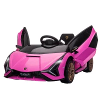 HOMCOM Kinder-Elektroauto, Lamborghini, 3-5 km/h, Fernsteuerung, für 3-5 Jahre, Rosa(m-20)