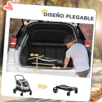 PawHut Carrito para Perros con Ventanas Bolsillo de Almacenaje Correas de Seguridad y 2 Ruedas Universales 107x67x102 cm Gris(m-5)