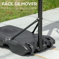 HOMCOM Canasta de Baloncesto para Exterior Altura Ajustable 160-210 cm con Ruedas y Base Rellenable 76x48x254 cm Negro(m-6)