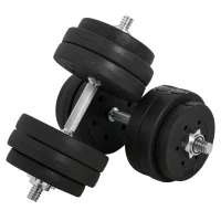 HOMCOM Kurzhantel Set 30KG Hantelset mit Hantelscheiben für Zuhause Büro Fitnessstudio Stahl Kunstleder Schwarz Krafttraining(m-10)
