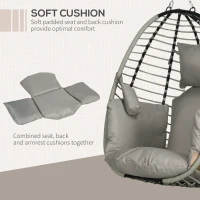 Outsunny Single Rattan Hanging Egg Chair, with Seat Cushion - Grey(m-6)