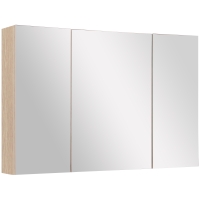 kleankin Armario de Baño con Espejo 3 Puertas y Estantes Ajustables para Aseo Estilo Moderno 90x60x13,5 cm Roble