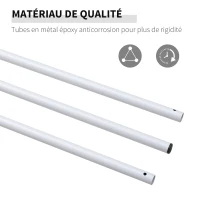 Outsunny Mât de Fixation pour Voile d'ombrage - Poteau pour Voile d'ombrage - démontable 3 Parties - Hauteur réglable, Accessoires fournis - Ø 2,5 cm x 3H m - métal Blanc(m-4)