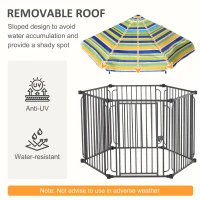 PawHut Dog Play Pen Puppy Pen Pet Playpen For Rabbit Guinea Pig Duck with Canopy Indoor Outdoor 119H x 122L x 105Wcm(m-5)