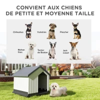 PawHut Niche pour chien pour l'extérieur, abri étanche avec fenêtre, en plastique, 62L x 61P x 60Hcm, gris(m-4)