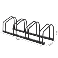 HOMCOM Bike Stand Parking Rack Floor or Wall Mount Bicycle Cycle Storage Locking Stand (4 Racks, Black)(m-3)