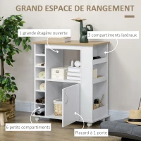 HOMCOM Desserte cuisine multi rangements avec roulettes - dim. 75L x 39,5l x 88H cm - panneaux de particules(m-4)