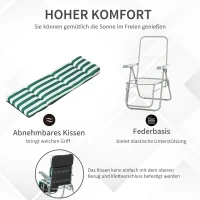 Outsunny Gartenliegen 2er-Set klappbar mit Auflagen 60 x 75 x 102 cm Stahl Grün+WeiB(m-5)