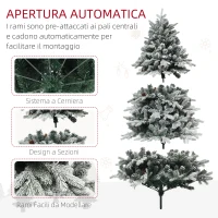 HOMCOM Albero di Natale Artificiale 180cm con 793 Rami, Luci LED e Rami Innevati, Verde(m-7)