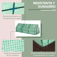 Outsunny Invernadero de Exterior Invernadero de Jardín 270x90x90 cm Tipo Caseta con 3 Ventanas Marco de Acero y Cubierta de PE 140g/㎡ para Cultivo Plantas Flores Tomates Verde(m-5)