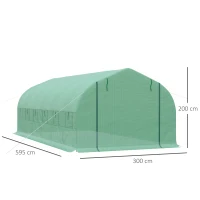 Outsunny Invernadero de Exterior Invernadero de Túnel 6x3x2 m Invernadero de Jardín Grande con 12 Ventanas y Puerta Enrollable con Cremallera Macro de Metal para Cultivo Plantas Verde(m-3)
