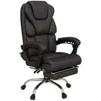 Vinsetto Silla de Oficina con 6 Puntos de Masaje Silla de Escritorio Reclinable de PU con Control Remoto 63x57x118-126 cm Marrón(m-1)