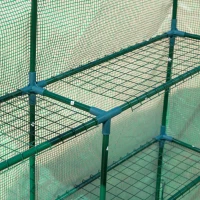 Outsunny Foliengewächshaus begehbares Gewächshaus mit 8 Regalebenen Tomatengewächshaus Treibhaus Frühbeet mit Tür Grün Stahl PE-Kunststoff 214 x 143 x 195 cm(m-8)