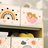 AIYAPLAY Mobile Portagiochi per Bambini a 3 Livelli con 9 Contenitori in Tessuto, 93x30x70 cm, Giallo(m-9)