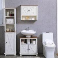kleankin Armario de Pared para Baño Mueble de Baño Colgar con 2 Puertas y Estantes de Almacenamiento 60x19,5x52,5 cm Blanco(m-7)