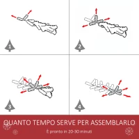 HOMCOM Albero di Natale Innevato Artificiale 180cm con Bacche Rosse e Pigne Bianche, Base Rimovibile Pieghevole, 618 Rami(m-5)