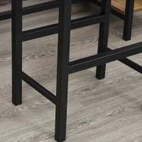 HOMCOM Bartisch-Set, Stehtisch mit 2 Barhockern, 3-teiliges Tischset Küchentresen mit Flaschenhalterung Spanplatte, Stahl, Natur+Schwarz, 108 x 60x 95H cm(m-9)