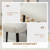 HOMCOM Hocker, Sitzhocker, Kaschmir-Optik, Fußhocker, Creme-Weiß(m-4)