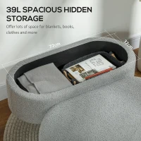 HOMCOM Teddy Fleece Storage Ottoman - Grey(m-4)