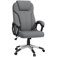 Vinsetto Silla de Escritorio Silla de Estudio Giratoria con Función Basculante Altura Ajustable Reposabrazos 66x75x110-120cm Gris