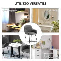 HOMCOM Set 2 Sedie Moderne per Sala da Pranzo, Cucina o Soggiorno, Sedie Imbottite in Similpelle Grigia 60x56.5x85cm(m-7)