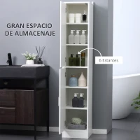 kleankin Armario para Baño Alto Mueble Columna de Baño con Espejo 2 Puertas y Estantes Ajustables Multiusos 32x28x162 cm Blanco(m-4)
