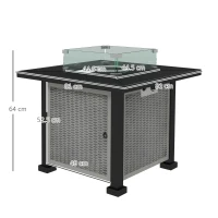 Outsunny 81 x 81cm 50,000 BTU Gas Fire Pit Table - Grey(m-3)