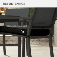 Outsunny 4-Piece Seat Cushions Pillow Replacement, Patio Chair Cushions Set with Ties for Indoor Outdoor, Black(m-5)