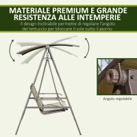 Outsunny Dondolo da Giardino 2 Posti con Tettuccio Regolabile, Struttura in Metallo e Seduta in Poliestere e Rete Traspirante, 147x125x170cm, Marrone(m-4)