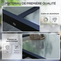 Outsunny Table Extensible de Jardin Grande Taille dim. dépliées 160 x 80 x 75 cm Aluminium Plateau Verre trempé transparent(m-6)