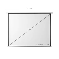 HOMCOM Schermo per Proiettore 100 Pollici Formato 4:3 Regolabile con Telecomando, Schermo di Proiezione Motorizzato Compatto, Installazione a Parete o Soffitto, 203x152 cm, Bianco(m-3)