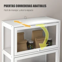 HOMCOM Vitrina Coleccionista de 4 Niveles con Puertas Abatibles Anti-vuelco Vitrina para Estudio Dormitorio 59x30x139 cm Blanco(m-4)
