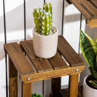 Outsunny Étagère à Fleurs en Bois Supports de Pots Porte Plante 6 tablettes - dim. 100L x 25l x 97H cm - Bois Massif de pin pour Intérieur Jardin Terrasse Balcon(m-9)