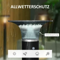 Outsunny Solarlampen für Außen Gartenleuchte mit Solarpaneel Ø23,5 x 60 cm Schwarz LED Solarbetrieben Aluminium Rahmen 2 Lichtmodi Garten Gartenbeleuchtung Außenbeleuchtung(m-4)