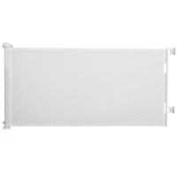 PawHut Barrière escalier chien rétractable opération à une main cadre en alliage d'aluminium tissu mesh 150 x  85 cm blanc(m-10)