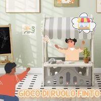 AIYAPLAY Casetta per Bambini 1-6 Anni da Interno con Porte, Finestre e Bancone da Negozio, Crema(m-5)