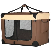 PawHut 91cm Foldable Pet Carrier, with Cushion, for Medium Dogs and Cats - Brown(m-11)