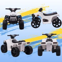 HOMCOM Quad Eléctrico para Niños 18-36 Meses Cuatrimoto Infantil a Batería 6V Faros Bocina Velocidad 0-3 km/h 65x40x43cm Blanco(m-8)