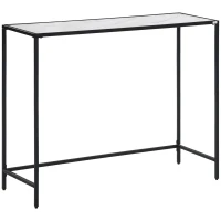 HOMCOM Table Console table d'appoint d'entrée 100 cm Plateau Verre trempé effet marbre avec Structure en métal(m-10)